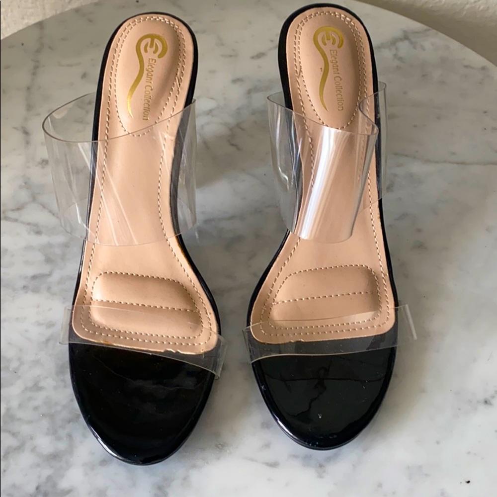 Elegant Collection Clear Strap And Block Heel - image 1